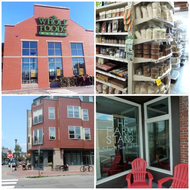 From left to right clockwise: Whole Foods, Lois', Rosemont, The Farm Stand