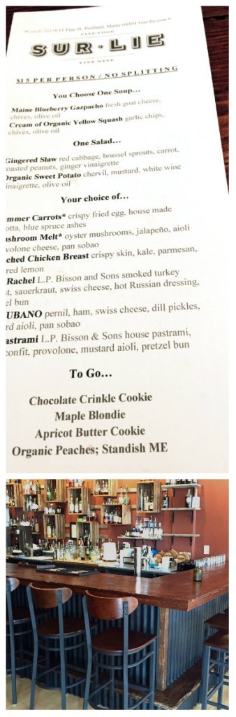 The lunch menu served Tuesday to Saturday; the dining bar