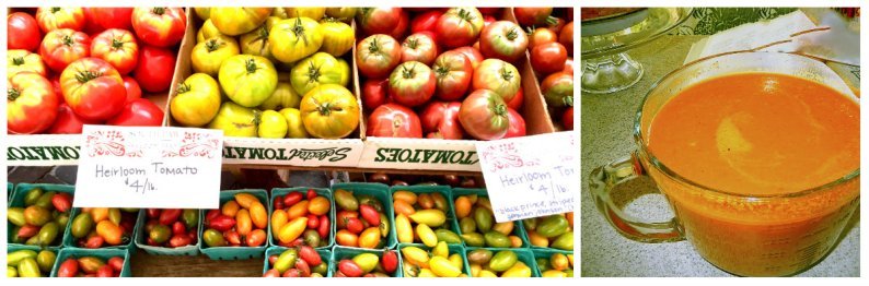 Tomatoes at market are at their peak; an easily made cream of tomato soup, served hot or cold