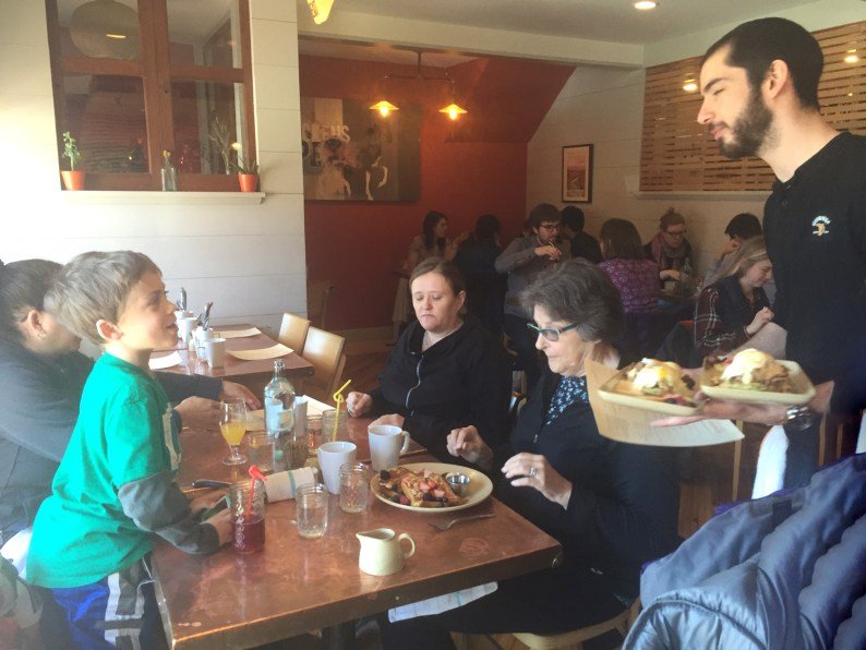 A hale and hearty scene at Terlingua's well- attended Sunday brunch